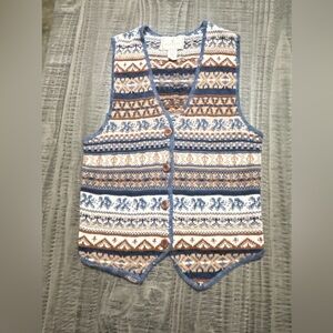 Express Tricot Blue and Brown Knit Vest